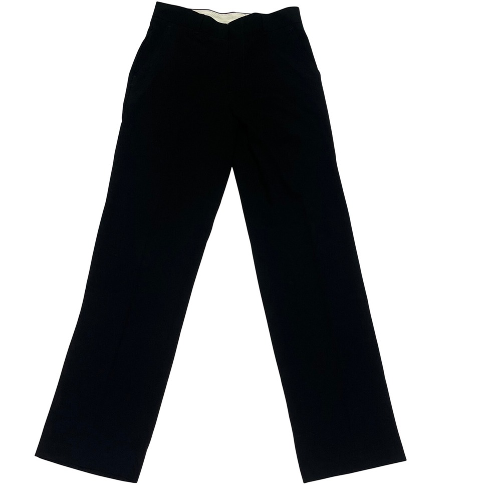 Chaps Womens Black Straight Leg Dress Pants Flat Front Mid Rise Trousers Size 14
